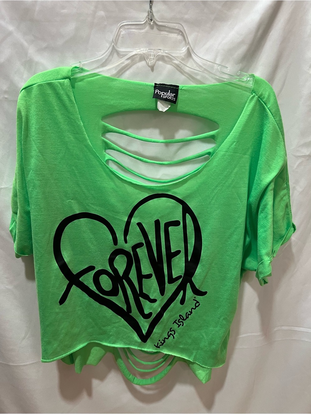 Neon Green 'Forever' Cutout Crop Top -